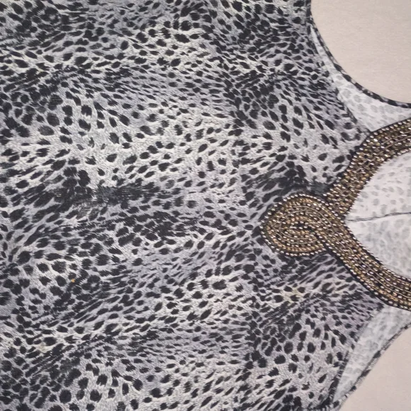 Lane Bryant Embellished Leopard Print Sleeveless Top - Picture 3 of 5